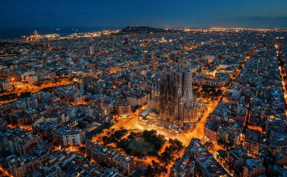 Barcelona skyline with the Sagrada Familia at night